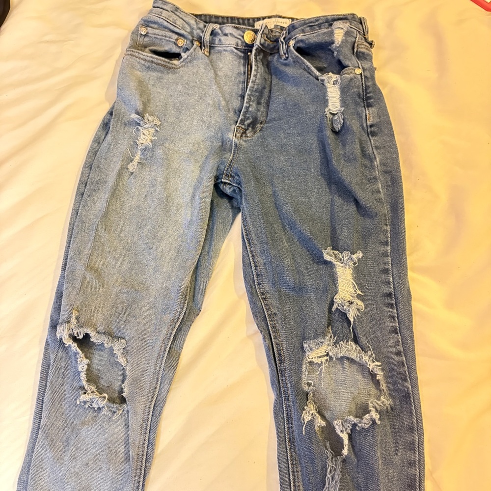 Almost Famous Two Tone Y2K Distressed Split Denim Jeans Size 5